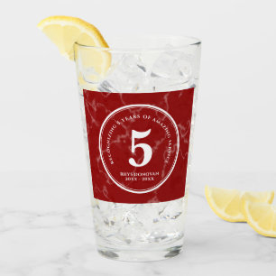 Elegant Red Marble 5 Years Work Anniversary Glass