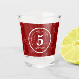 Elegant Red Marble 5 Years Work Anniversary Shot Glass