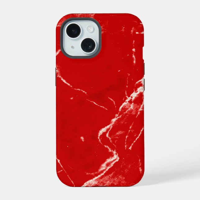 Elegant Red Marble Textured Background iPhone 15 Case (Back)