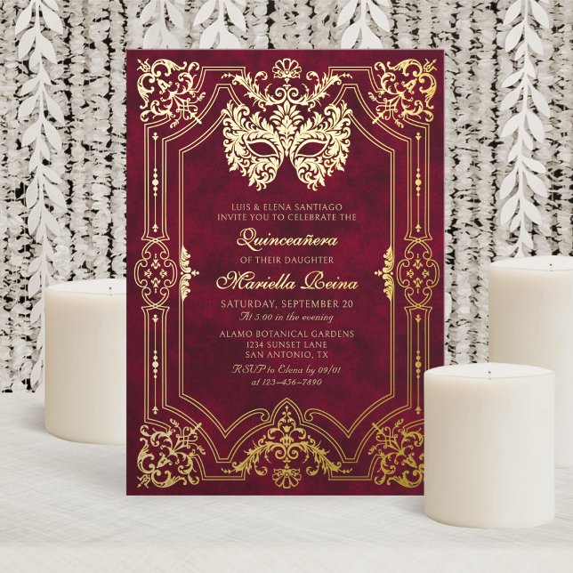 Elegant Red Masquerade Mask Quinceanera (Creator Uploaded)