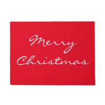 Elegant Red Merry Christmas Doormat