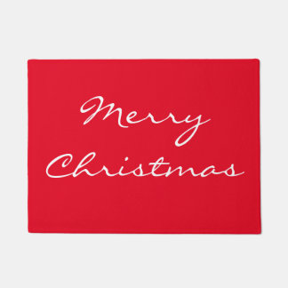 Elegant Red Merry Christmas Doormat