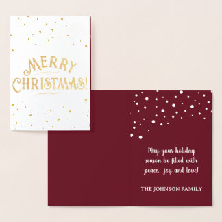 Elegant Red Merry Christmas Gold/Silver Holiday Foil Card