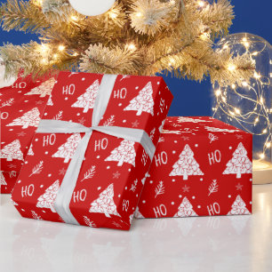 Elegant Red Merry Christmas Happy Holidays Script Wrapping Paper