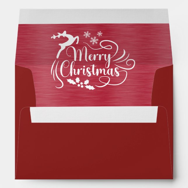 Elegant Red Metallic Merry Christmas Envelope (Back (Bottom))