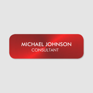 Elegant Red Metallic Professional Business Name Tag