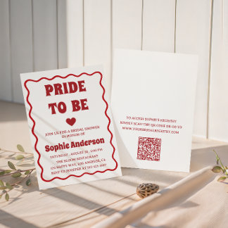 Elegant Red Minimalist Bridal Shower with QR Code  Invitation