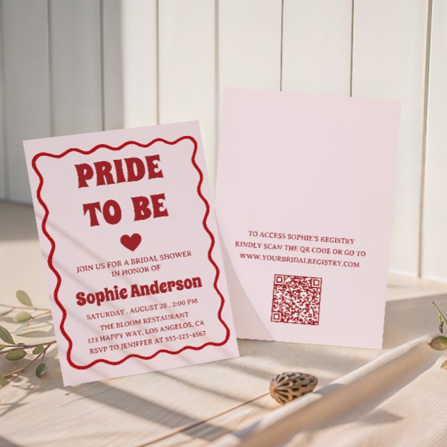 Elegant Red Minimalist Bridal Shower with QR Code  Invitation (Creator Uploaded)