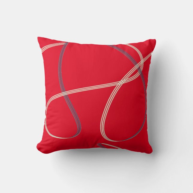 Elegant Red Modern Abstract Throw Pillow (Front)