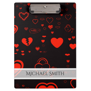 Elegant Red Modern Heart Pattern Clipboard