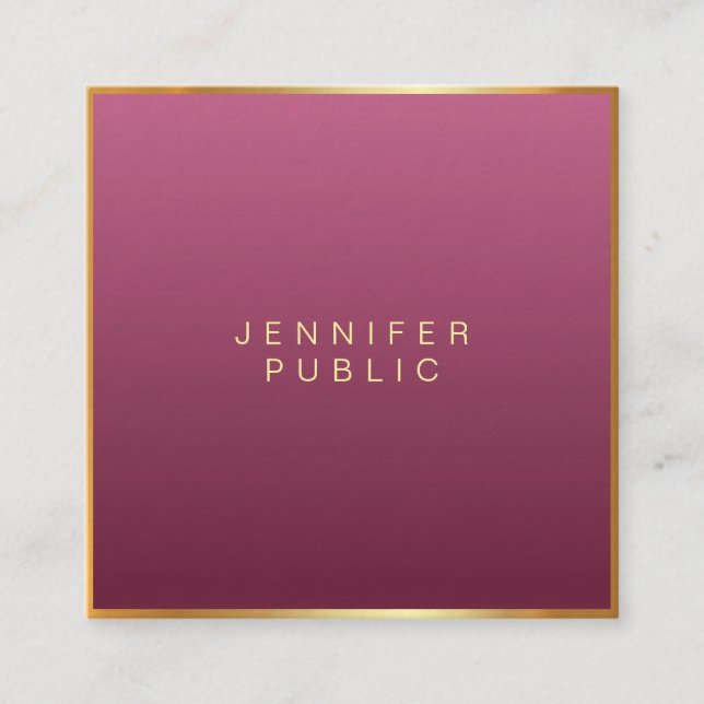 Elegant Red Modern Professional Fashionable Luxury Square Business Card (Front)