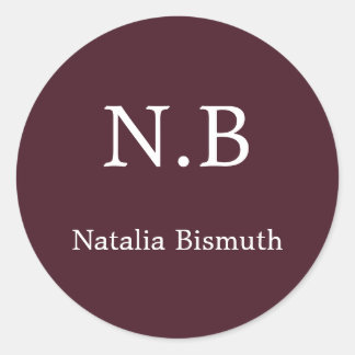 Elegant red monogrammed classic round sticker