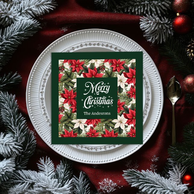 Elegant Red Napkins Personalised Christmas Wreath (Elegant Red Napkins Personalized Christmas Wreath)
