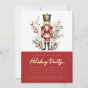 Elegant Red Nutcracker Christmas Holiday Party Invitation