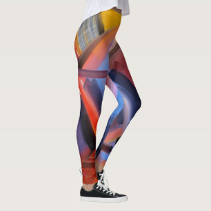 Elegant Red Orange Black Pink Blue Abstraction Leggings