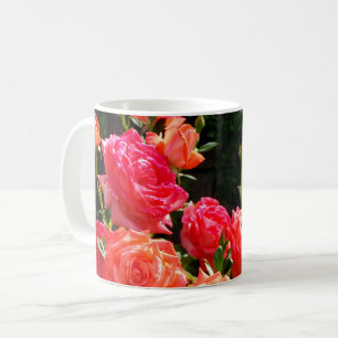 Elegant red orange coral roses rose garden coffee mug