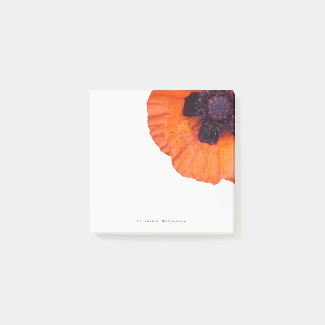 Elegant Red Orange Poppy Personalised  Post-it Notes (Front)