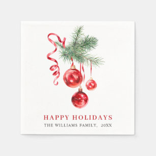 Elegant Red Ornament Christmas Holiday Party Napkin