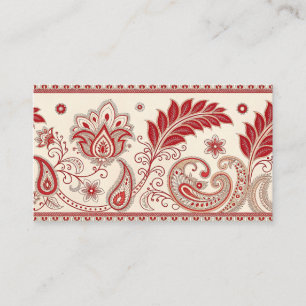 Elegant Red Paisley Floral Pattern – Traditional I Business Card