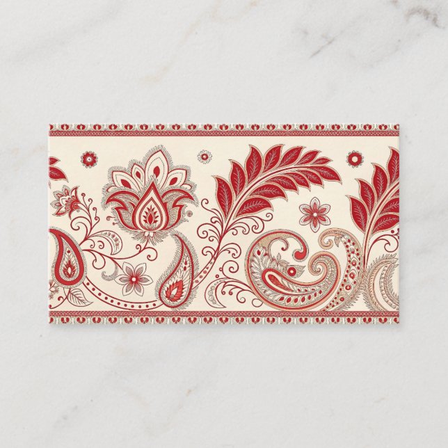 Elegant Red Paisley Floral Pattern – Traditional I Enclosure Card (Front)