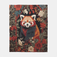 Elegant Red Panda William Morris Inspired Floral