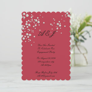 Elegant red pearl bridal shower  save the date
