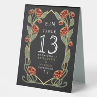Elegant Red Peony Art Nouveau Floral Wedding