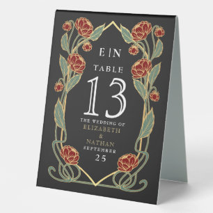 Elegant Red Peony Art Nouveau Floral Wedding