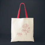 Elegant Red Peony Flower Wedding Welcome Tote Bag<br><div class="desc">A red peony line drawing makes an elegant statement for your wedding. You may personalise with your information and change the colour to suit your event.</div>