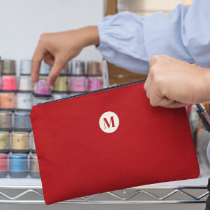 Elegant Red Personalised Monogram Feminine Girly  Accessory Pouch