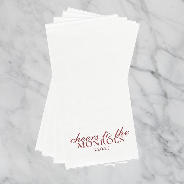 Elegant Red Personalised Wedding Guest Towels  Napkin (Luxury Classic Red Wedding Suite Theme with options to personalize for your special day.)