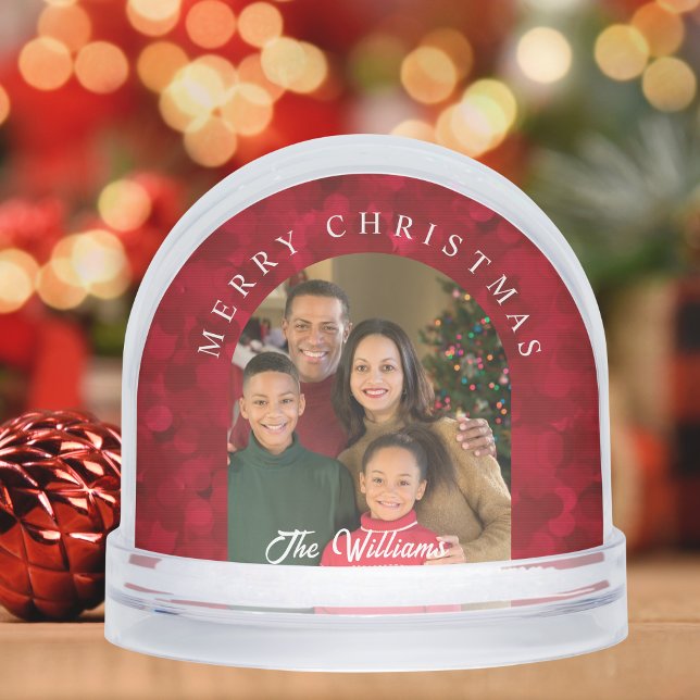 Elegant Red Photo Family Christmas Snow Globe (Creator Uploaded)