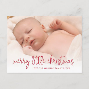 Elegant Red Photo Holiday Birth Announcement