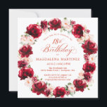 Elegant Red Pink Floral Wreath 18th Birthday Invitation<br><div class="desc">Beautiful watercolor red roses and pink peonies create an elegant wreath to decorate this 18th birthday invitation. The calligraphy adds a special touch. This birthday invitation is available in both traditional cardstock and a downloadable version. It is part of the Red Rose and Pink Peony collection. It lets you choose...</div>