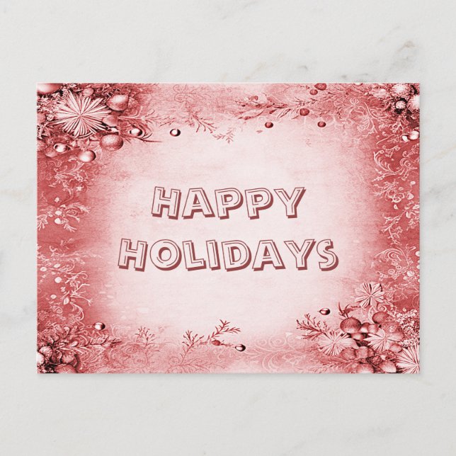 Elegant Red Pink Holiday Party Postcard (Front)