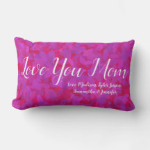 Elegant Red Pink Love You Mum Personalised Names