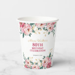 Elegant Red Pink Peony Flower Gold Leaf Birthday  Paper Cups<br><div class="desc">Elegant and stylish floral birthday paper cup features stunning watercolor red and pink peony flower with gold leafy greenery. Matching items available in store!</div>