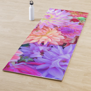 Elegant Red Pink Purple Orange Flowers Bouquet   Yoga Mat