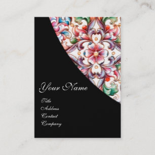 ELEGANT RED PINK ROSES,FLORAL FANTASY MONOGRAM BUSINESS CARD