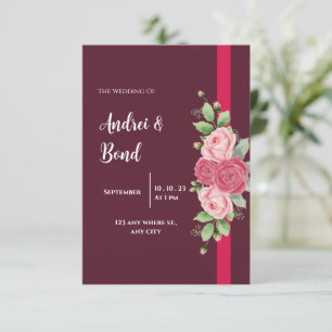 Elegant Red & Pink Roses Wedding Invitation