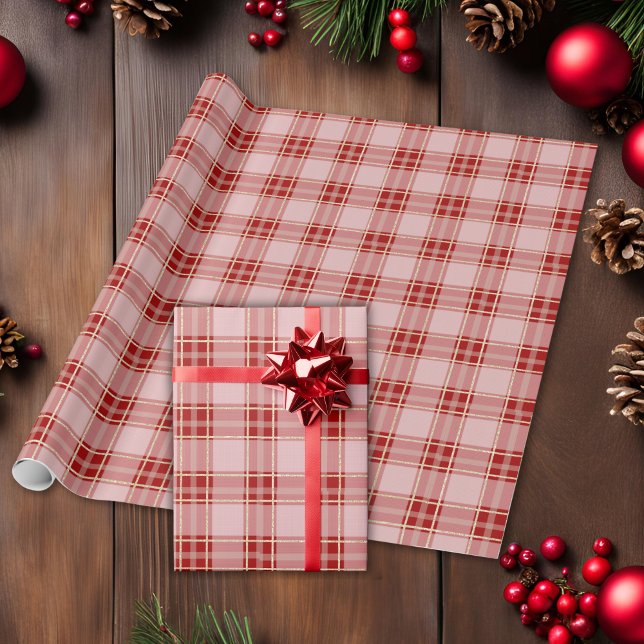 Elegant Red Plaid Pattern  Wrapping Paper (Elegant Red Plaid Pattern Wrapping Paper)