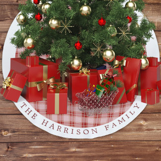 Elegant Red Plaid Personalised Brushed Polyester Tree Skirt
