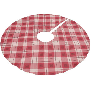 Elegant Red Plaid Tree Skirt