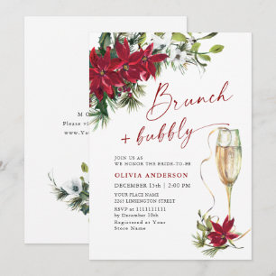 Elegant Red Poinsettia Christmas BRIDAL SHOWER Invitation