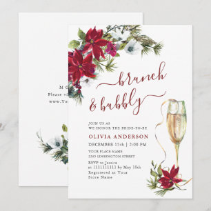 Elegant Red Poinsettia Christmas BRIDAL SHOWER Invitation