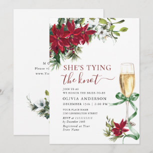 Elegant Red Poinsettia Christmas BRIDAL SHOWER Invitation