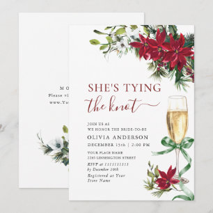 Elegant Red Poinsettia Christmas BRIDAL SHOWER Invitation