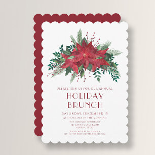 Elegant Red Poinsettia Christmas Brunch Invitation