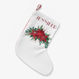 Elegant Red Poinsettia Christmas Small Christmas Stocking