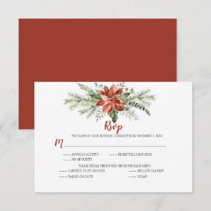 Elegant Red Poinsettia Evergreen Christmas RSVP